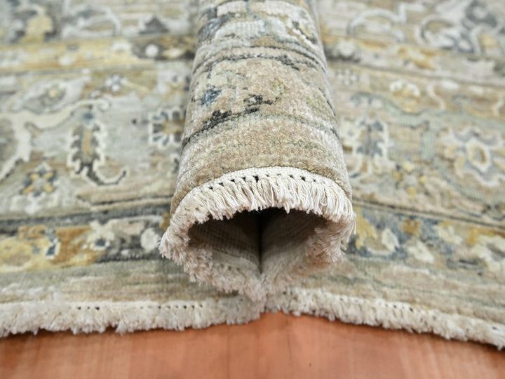 8'10" x 11'11" New Hand Knotted Brown Wool & Silk Rectangle Oriental Rug - MOA10275938