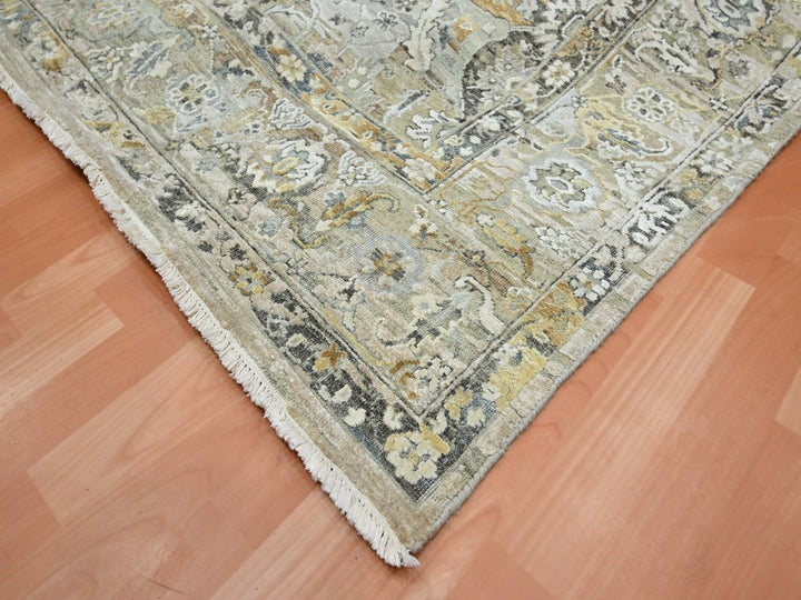8'10" x 11'11" New Hand Knotted Brown Wool & Silk Rectangle Oriental Rug - MOA10275938