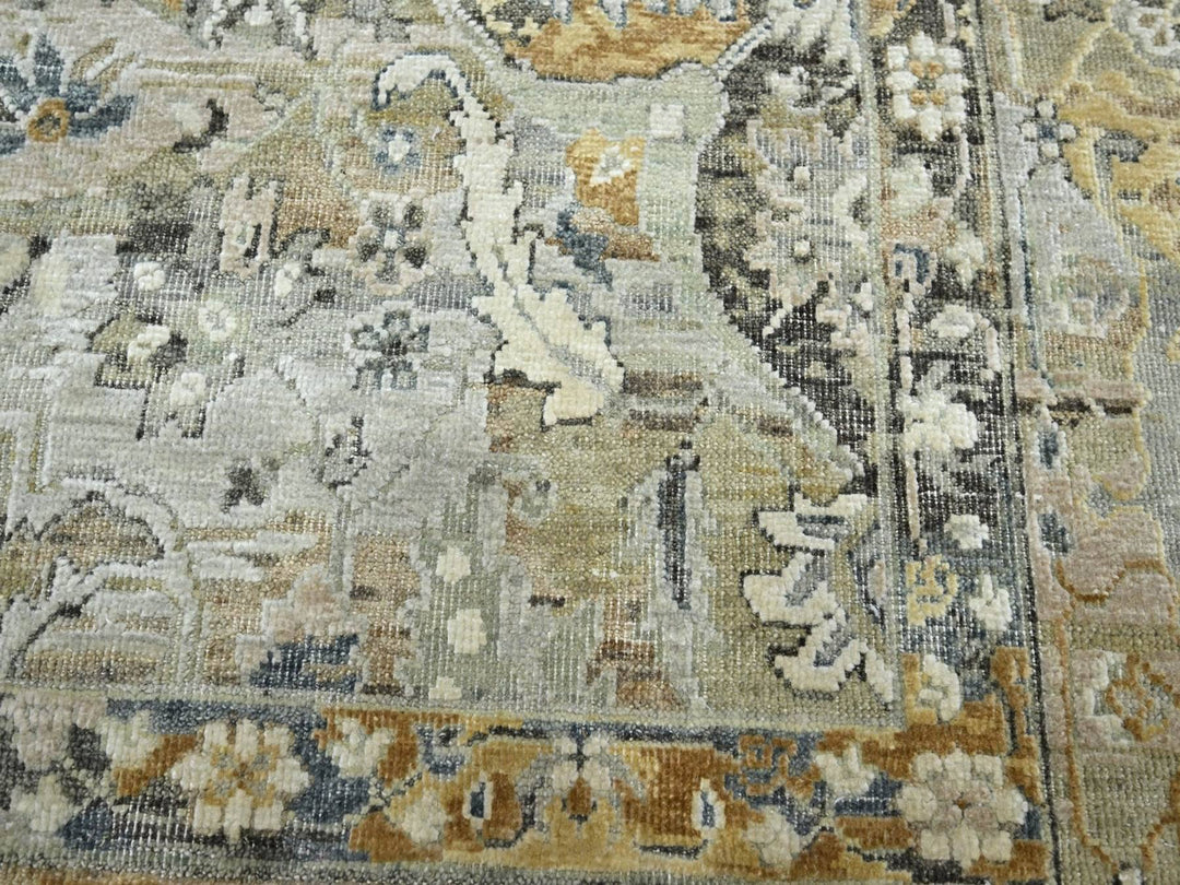 8'10" x 11'11" New Hand Knotted Brown Wool & Silk Rectangle Oriental Rug - MOA10275938
