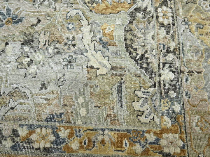 8'10" x 11'11" New Hand Knotted Brown Wool & Silk Rectangle Oriental Rug - MOA10275938