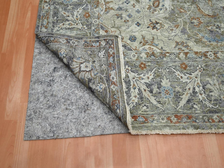 8'9" x 11'9" New Hand Knotted Grey Wool Rectangle Oriental Rug - MOA10275939