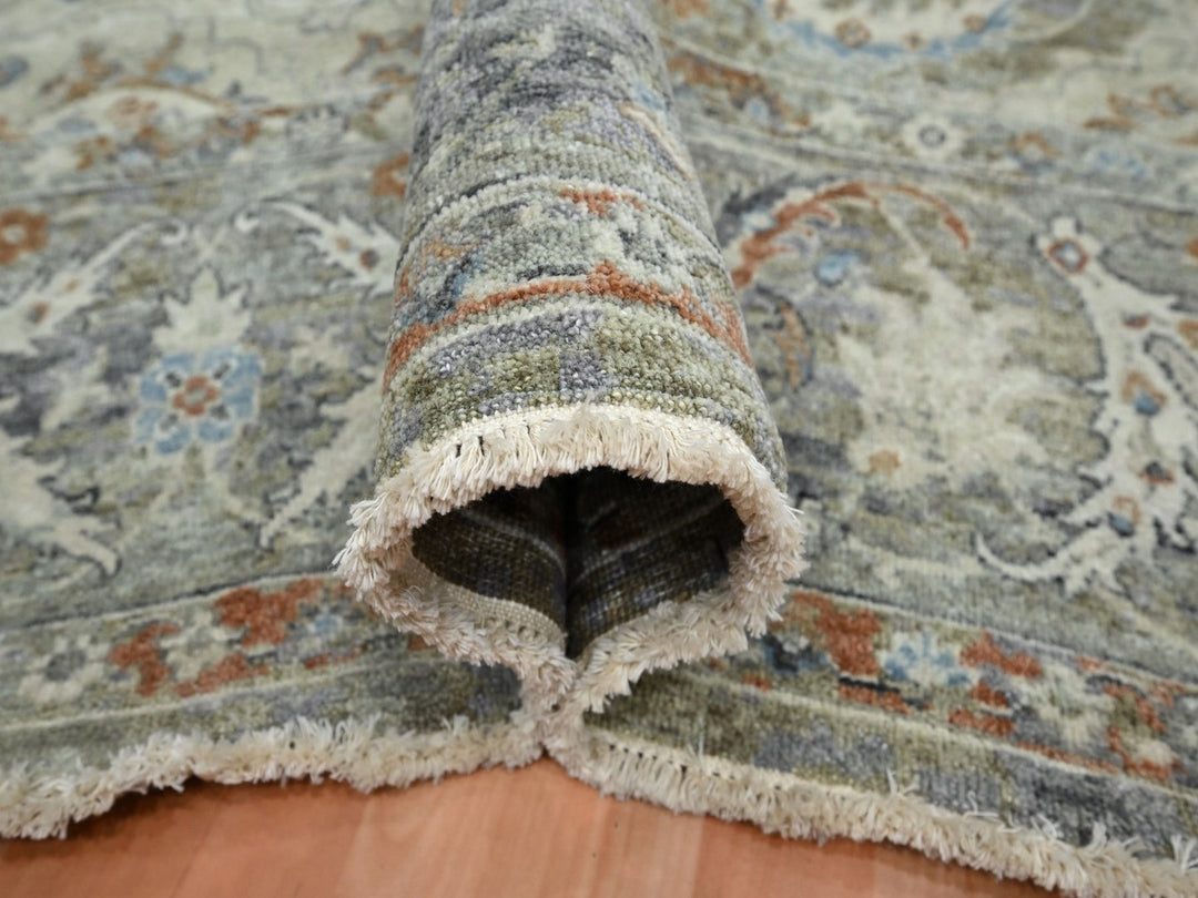 8'9" x 11'9" New Hand Knotted Grey Wool Rectangle Oriental Rug - MOA10275939