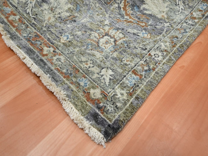 8'9" x 11'9" New Hand Knotted Grey Wool Rectangle Oriental Rug - MOA10275939