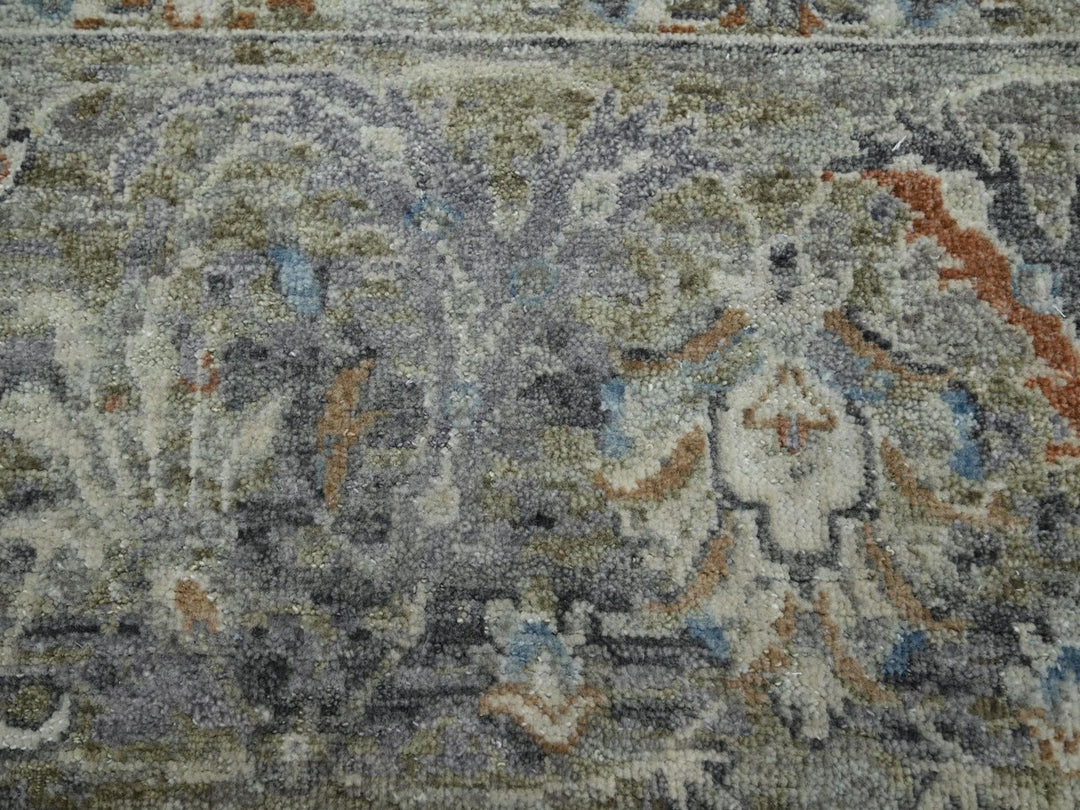 8'9" x 11'9" New Hand Knotted Grey Wool Rectangle Oriental Rug - MOA10275939