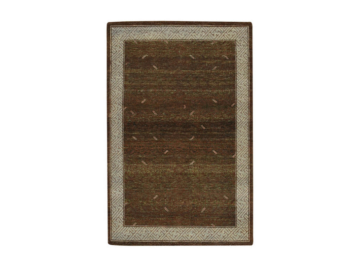 4'0" x 6'3" New Hand Knotted Brown Wool Rectangle Oriental Rug - MOA10275942