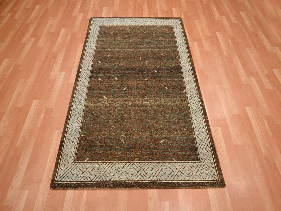 4'0" x 6'3" New Hand Knotted Brown Wool Rectangle Oriental Rug - MOA10275942