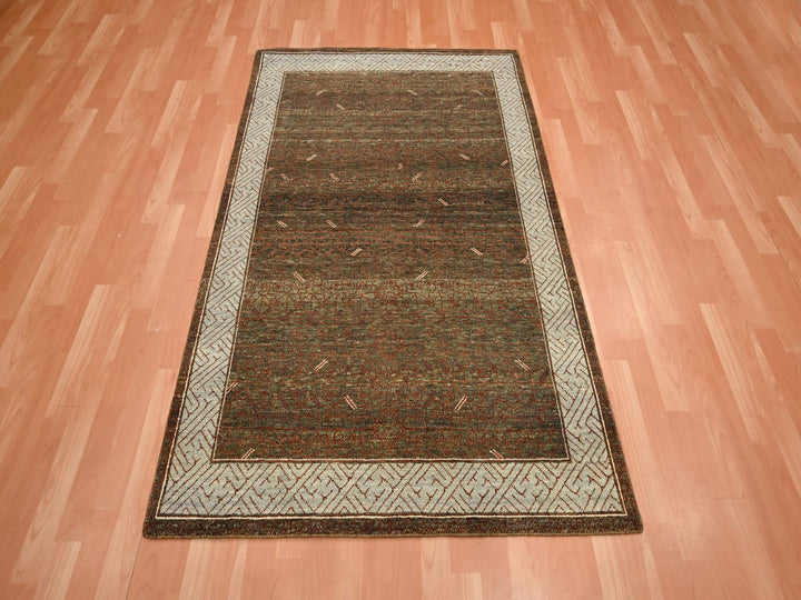4'0" x 6'3" New Hand Knotted Brown Wool Rectangle Oriental Rug - MOA10275942