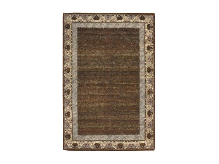6'0" x 9'1" New Hand Knotted Brown Wool Rectangle Oriental Rug - MOA10275943