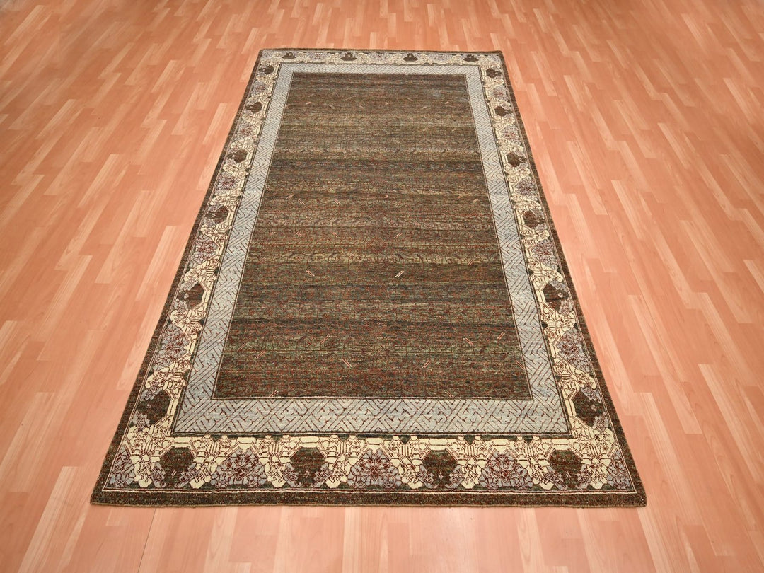 6'0" x 9'1" New Hand Knotted Brown Wool Rectangle Oriental Rug - MOA10275943