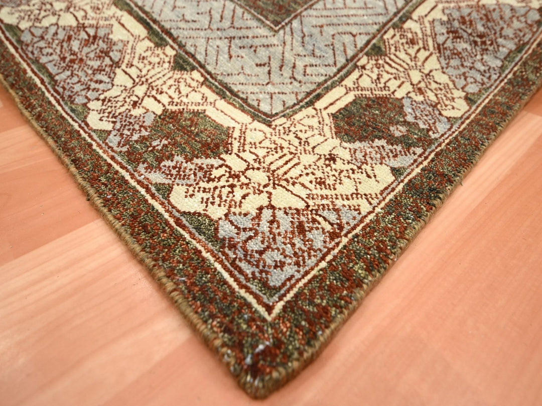 6'0" x 9'1" New Hand Knotted Brown Wool Rectangle Oriental Rug - MOA10275943
