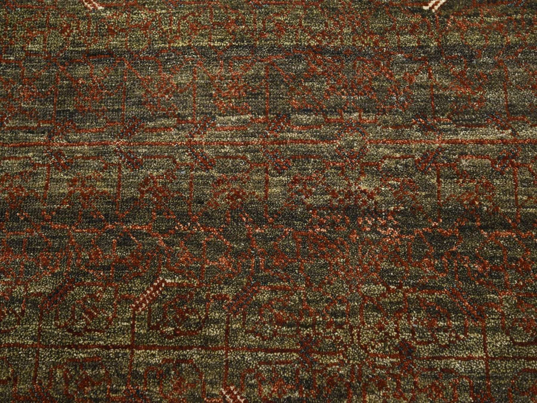 6'0" x 9'1" New Hand Knotted Brown Wool Rectangle Oriental Rug - MOA10275943