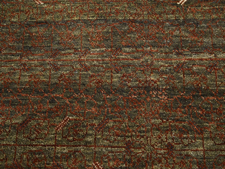 6'0" x 9'1" New Hand Knotted Brown Wool Rectangle Oriental Rug - MOA10275943
