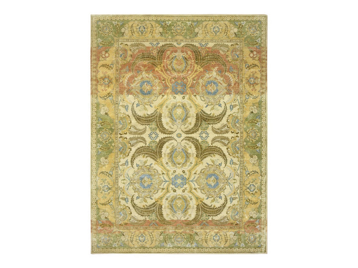 9'0" x 12'3" New Hand Knotted Yellow Silk Rectangle Oriental Rug - MOA10275944