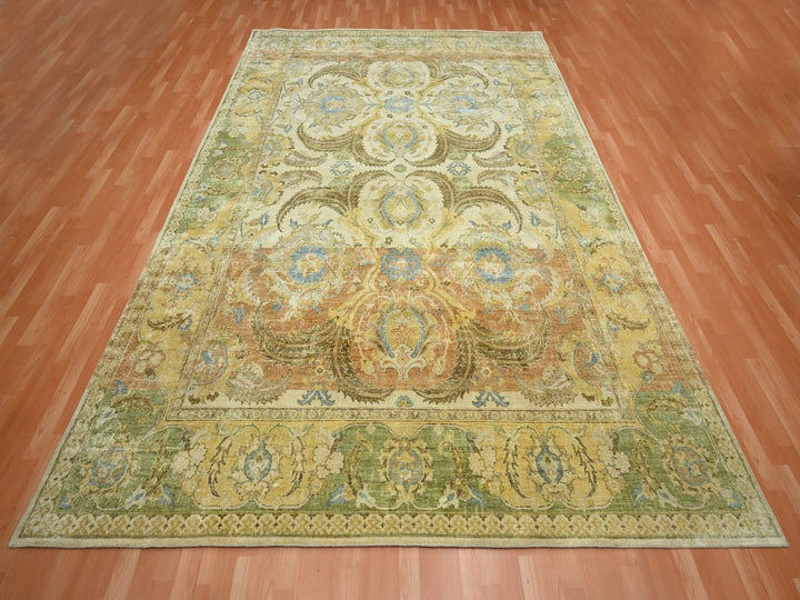 9'0" x 12'3" New Hand Knotted Yellow Silk Rectangle Oriental Rug - MOA10275944