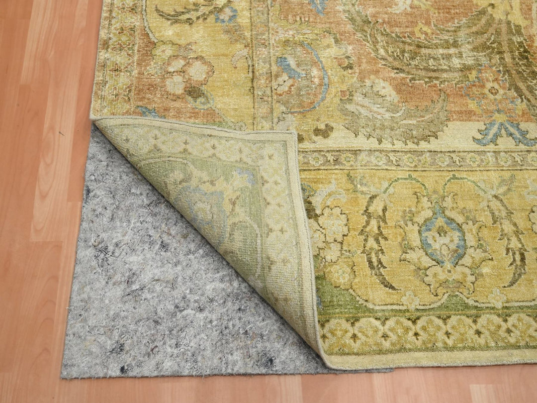 9'0" x 12'3" New Hand Knotted Yellow Silk Rectangle Oriental Rug - MOA10275944