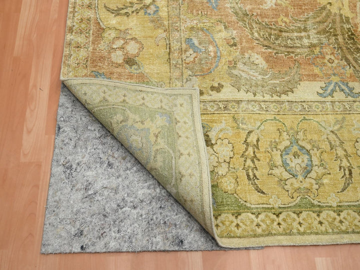 9'0" x 12'3" New Hand Knotted Yellow Silk Rectangle Oriental Rug - MOA10275944