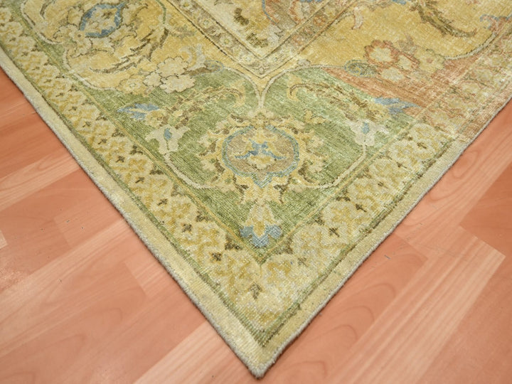 9'0" x 12'3" New Hand Knotted Yellow Silk Rectangle Oriental Rug - MOA10275944