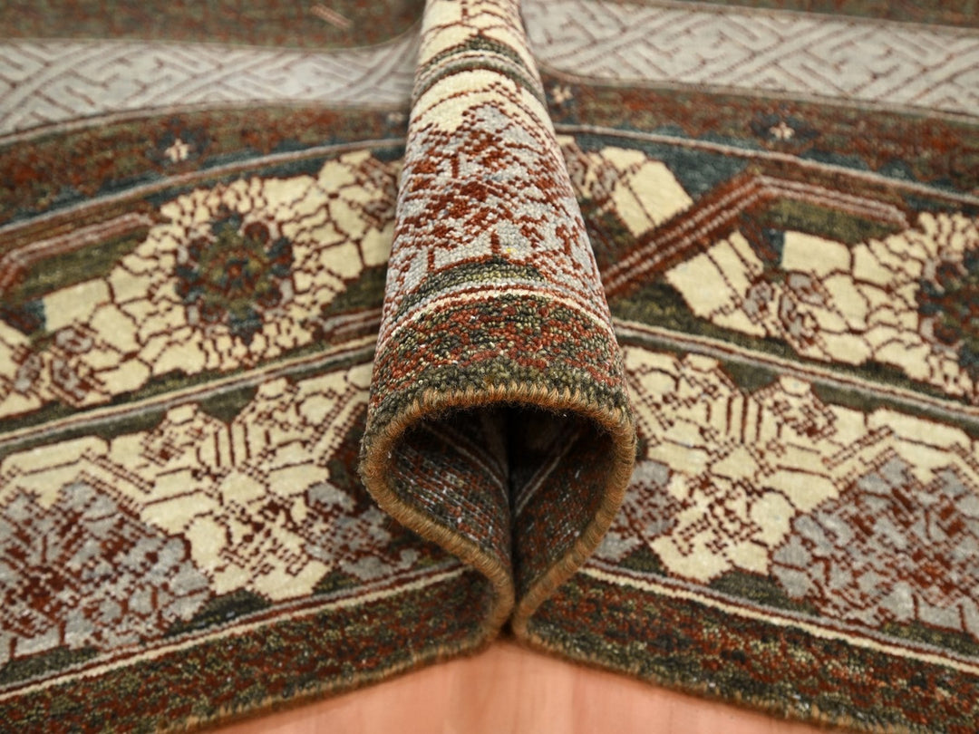 9'0" x 12'2" New Hand Knotted Brown Wool Rectangle Oriental Rug - MOA10275945