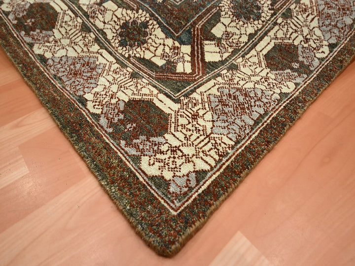 9'0" x 12'2" New Hand Knotted Brown Wool Rectangle Oriental Rug - MOA10275945