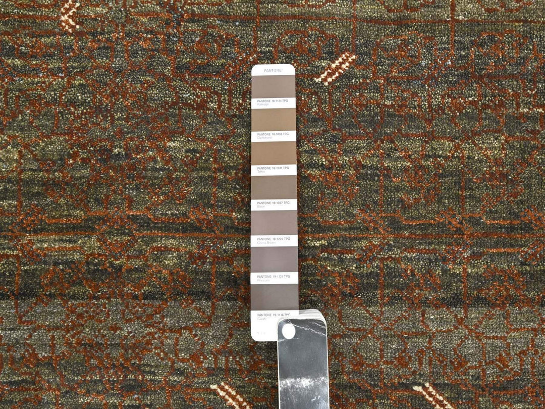 9'0" x 12'2" New Hand Knotted Brown Wool Rectangle Oriental Rug - MOA10275945