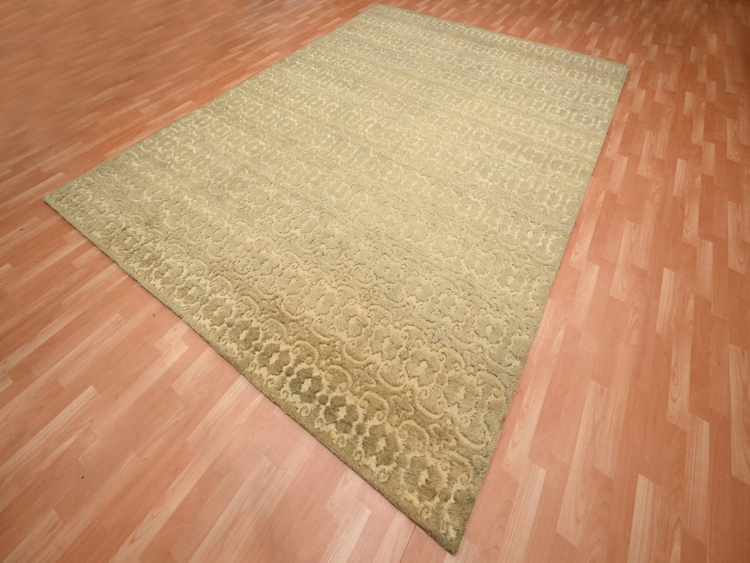 9'0" x 12'4" New Hand Knotted Brown Wool Rectangle Oriental Rug - MOA10275946