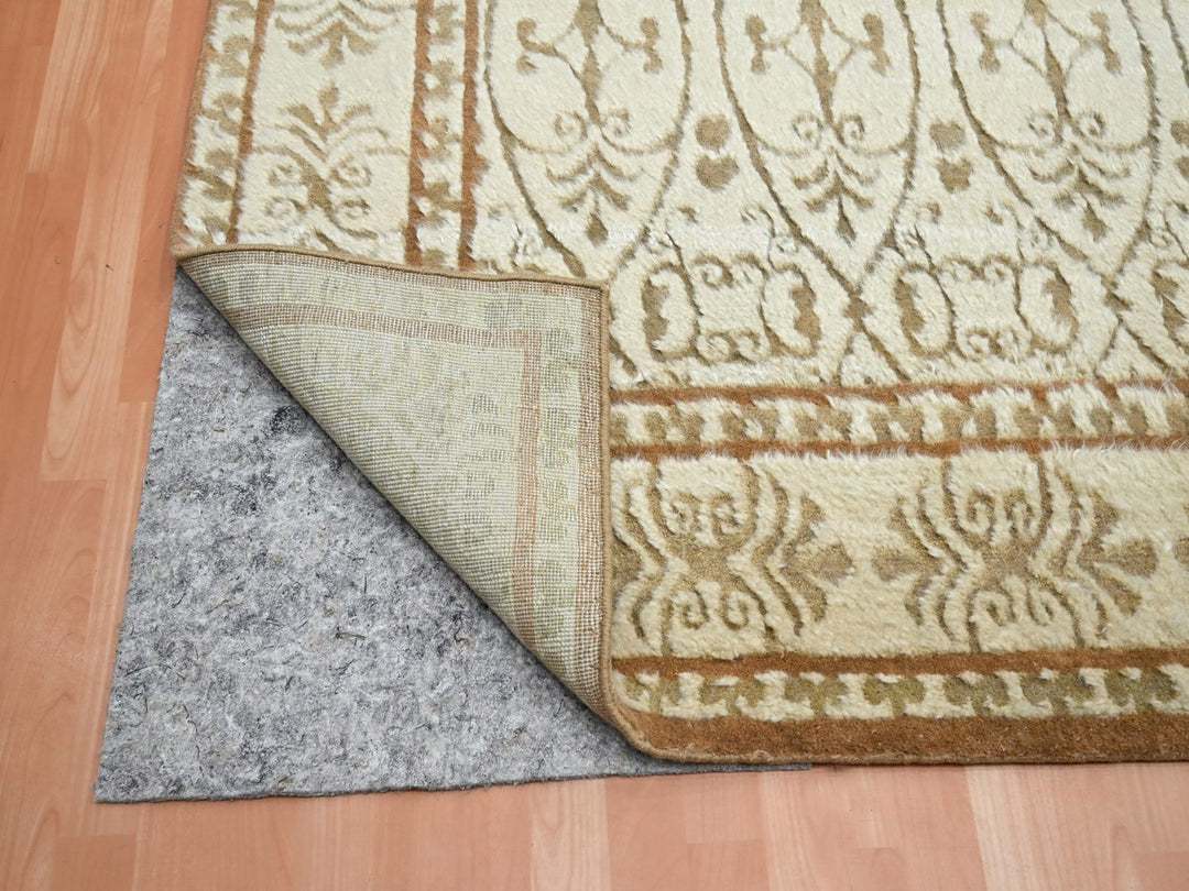 8'11" x 12'3" New Hand Knotted Ivory Wool Rectangle Oriental Rug - MOA10275947