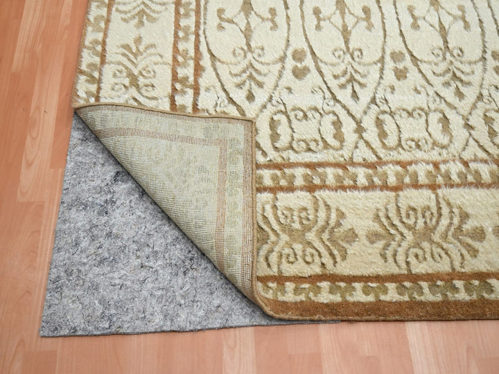 8'11" x 12'3" New Hand Knotted Ivory Wool Rectangle Oriental Rug - MOA10275947