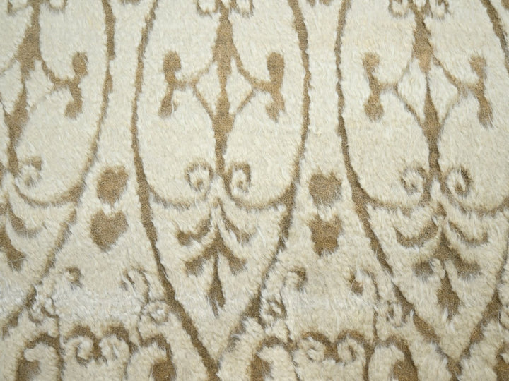 8'11" x 12'3" New Hand Knotted Ivory Wool Rectangle Oriental Rug - MOA10275947