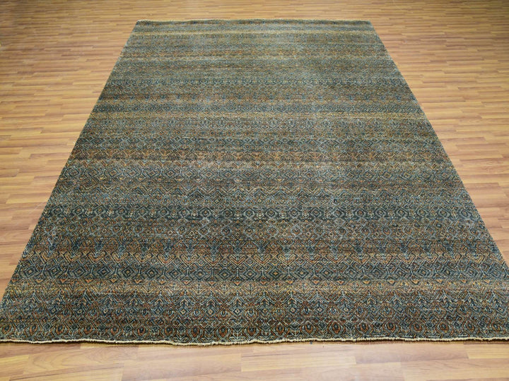 8'1" x 10'1" New Hand Knotted Brown Wool Rectangle Oriental Rug - MOA10276005