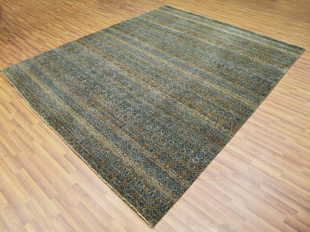 8'1" x 10'1" New Hand Knotted Brown Wool Rectangle Oriental Rug - MOA10276005