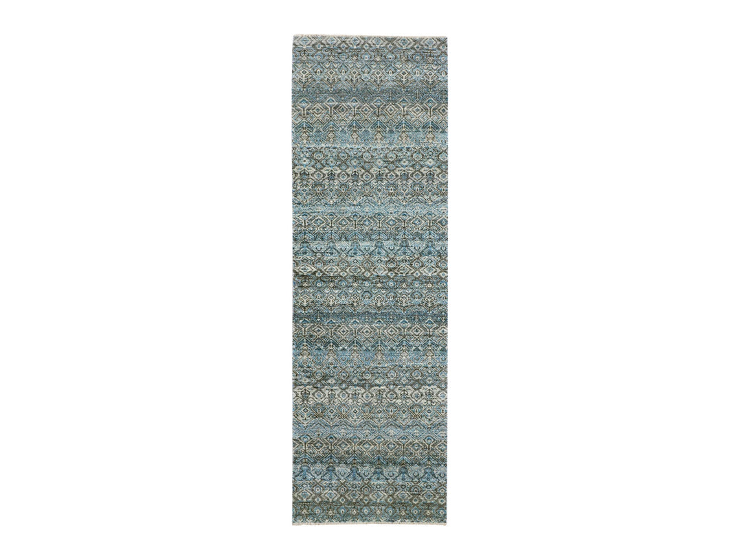 2'6" x 8'0" New Hand Knotted Blue Wool Runner Oriental Rug - MOA10276008