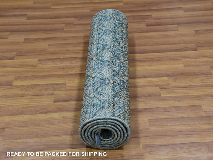 2'6" x 8'0" New Hand Knotted Blue Wool Runner Oriental Rug - MOA10276008
