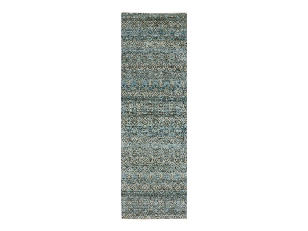2'6" x 8'0" New Hand Knotted Blue Wool Runner Oriental Rug - MOA10276009