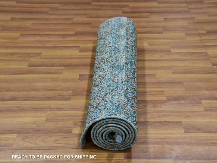 2'6" x 8'0" New Hand Knotted Blue Wool Runner Oriental Rug - MOA10276009