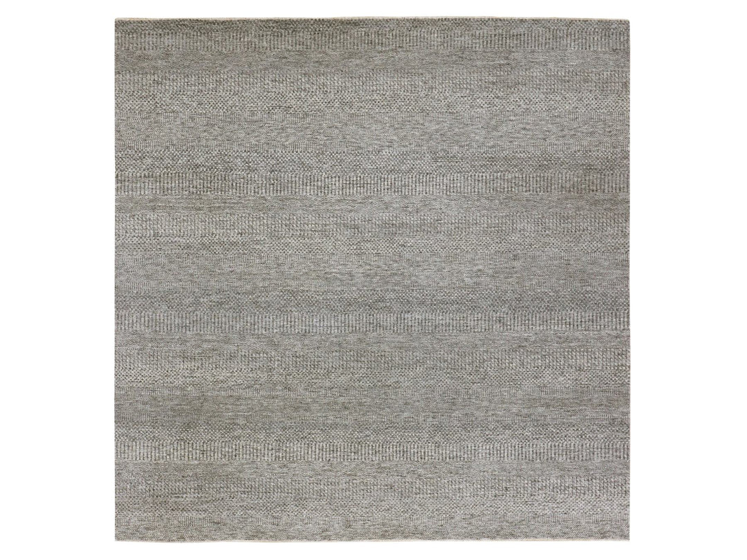8'0" x 8'0" New Hand Knotted Grey Wool Square Oriental Rug - MOA10276010