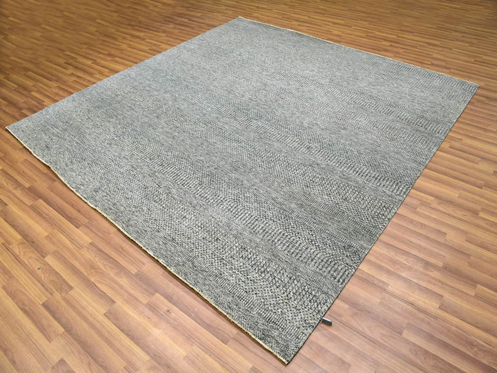 8'0" x 8'0" New Hand Knotted Grey Wool Square Oriental Rug - MOA10276010