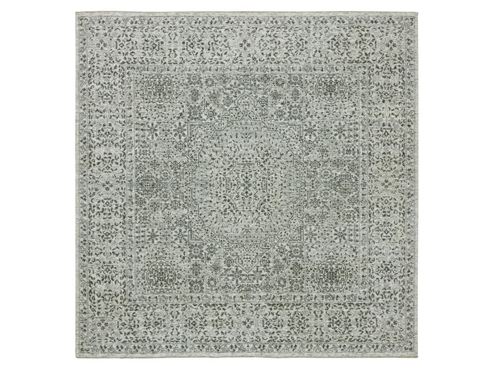 8'2" x 8'2" New Hand Knotted Ivory Wool Square Oriental Rug - MOA10276011