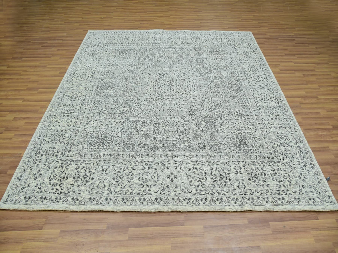 8'2" x 8'2" New Hand Knotted Ivory Wool Square Oriental Rug - MOA10276011