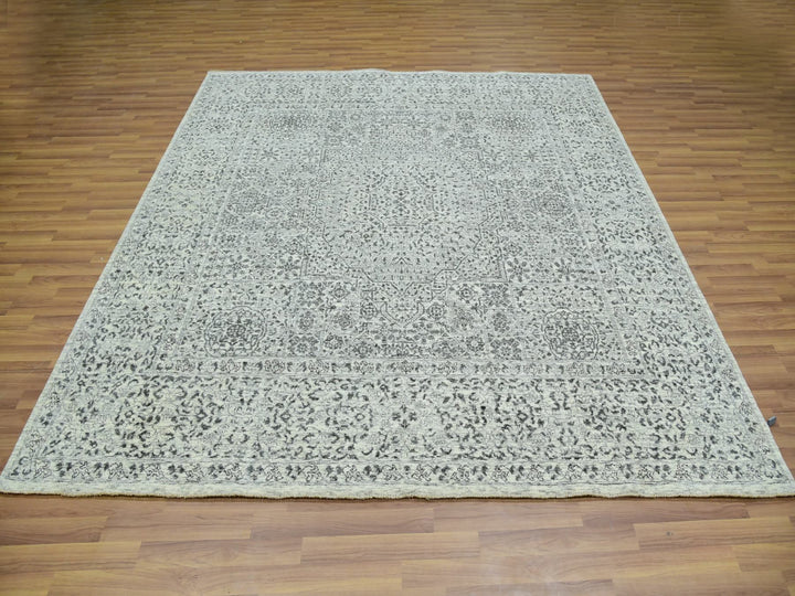 8'2" x 8'2" New Hand Knotted Ivory Wool Square Oriental Rug - MOA10276011