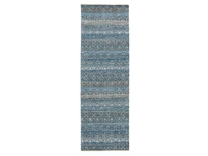 2'8" x 8'1" New Hand Knotted Blue Wool Runner Oriental Rug - MOA10276014