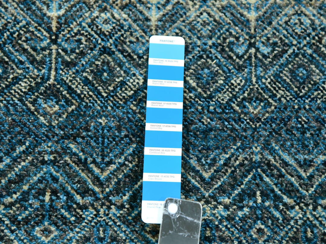 2'8" x 8'1" New Hand Knotted Blue Wool Runner Oriental Rug - MOA10276014