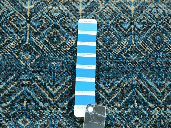2'8" x 8'1" New Hand Knotted Blue Wool Runner Oriental Rug - MOA10276014