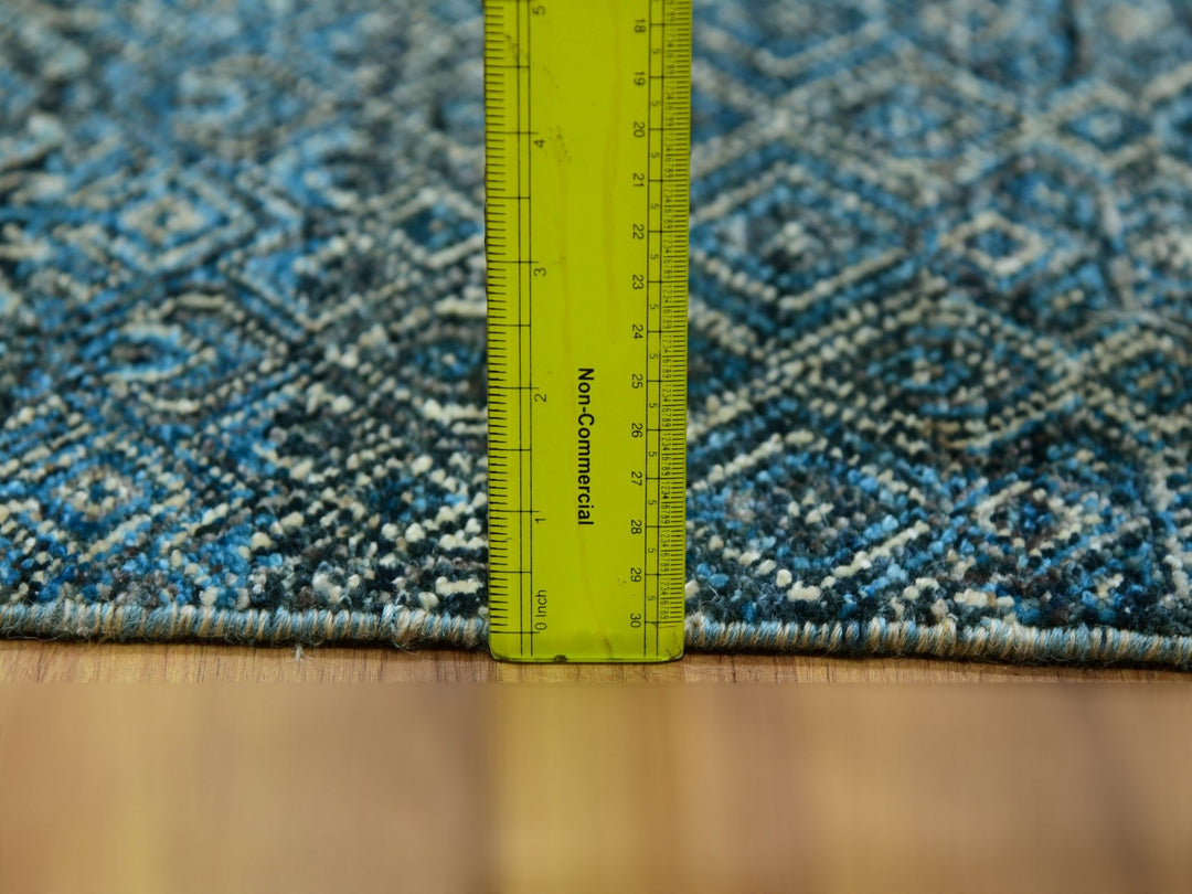 2'8" x 8'1" New Hand Knotted Blue Wool Runner Oriental Rug - MOA10276014