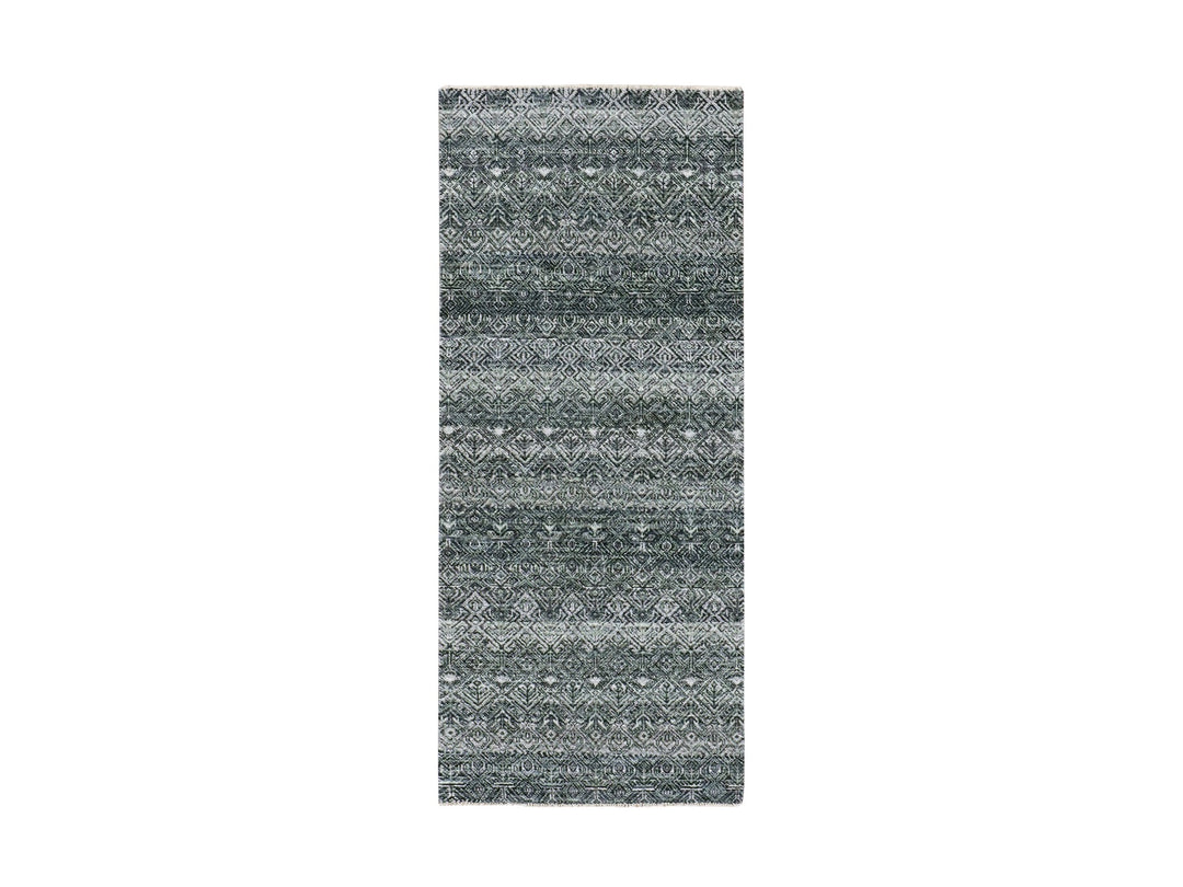 2'6" x 6'0" New Hand Knotted Grey Wool Runner Oriental Rug - MOA10276018