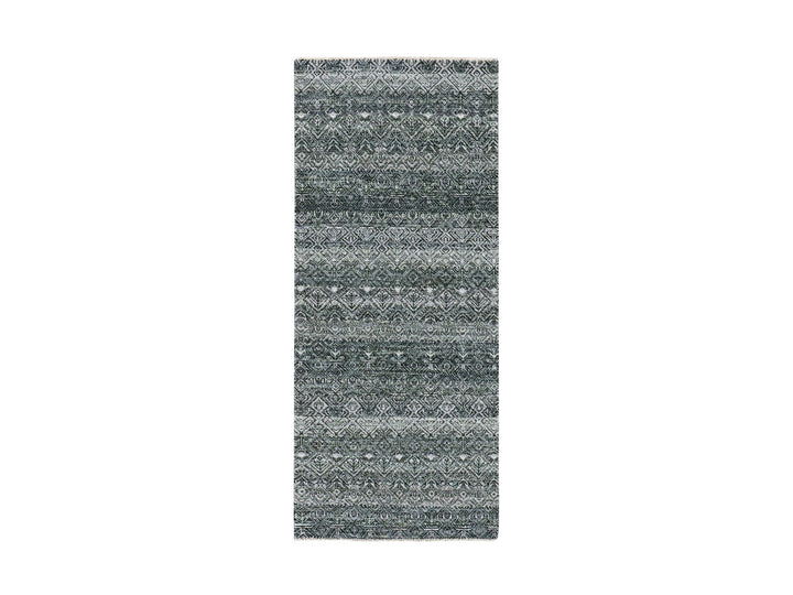 2'6" x 6'0" New Hand Knotted Grey Wool Runner Oriental Rug - MOA10276018