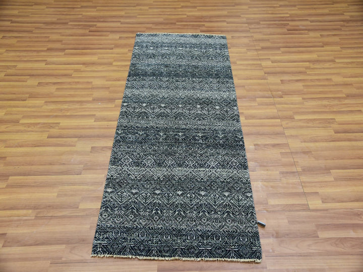 2'6" x 6'0" New Hand Knotted Grey Wool Runner Oriental Rug - MOA10276018