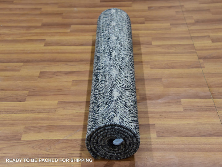 2'6" x 6'0" New Hand Knotted Grey Wool Runner Oriental Rug - MOA10276018