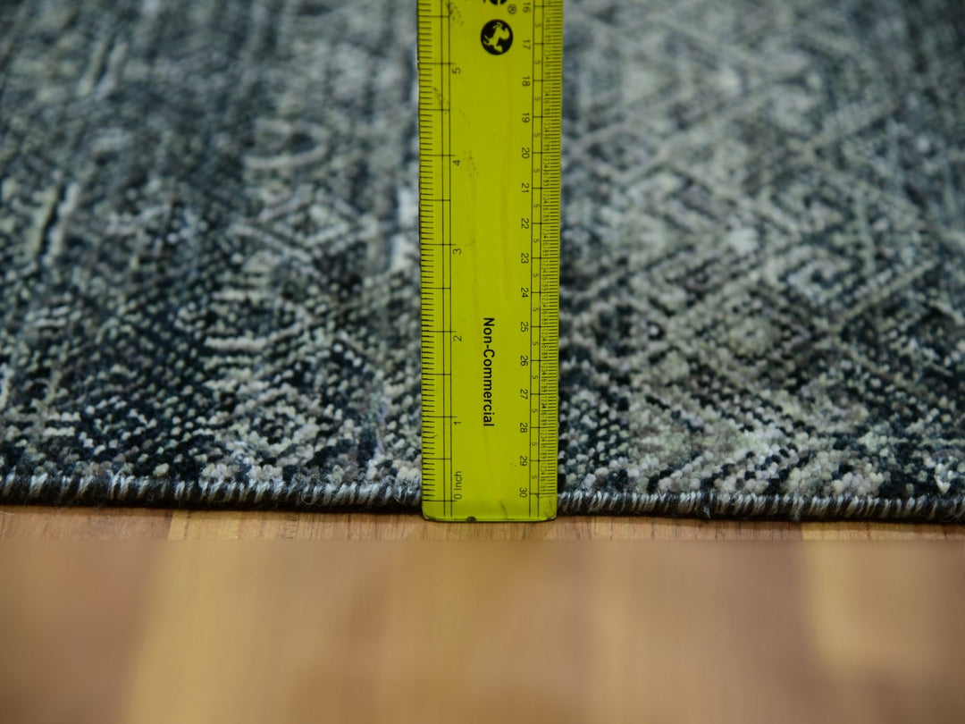 2'6" x 6'0" New Hand Knotted Grey Wool Runner Oriental Rug - MOA10276018