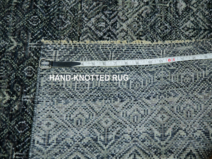 2'6" x 6'0" New Hand Knotted Grey Wool Runner Oriental Rug - MOA10276018