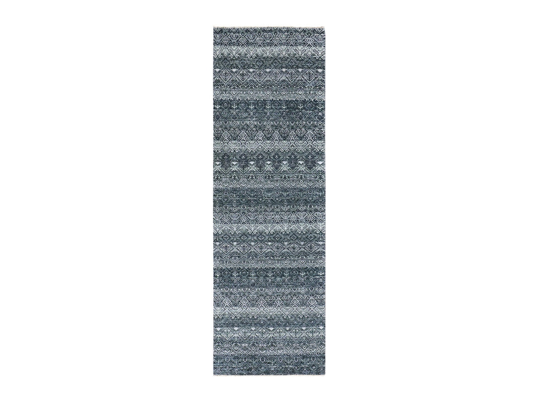 2'7" x 8'0" New Hand Knotted Grey Wool Runner Oriental Rug - MOA10276020